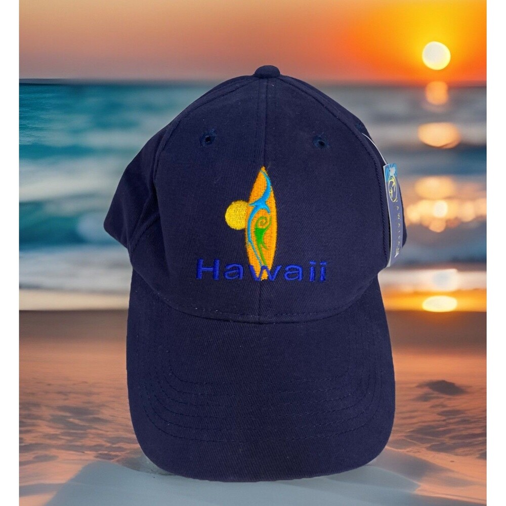 NWT Hawaiian Headwear Hawaii Surfboard Logo Navy Adjustable Baseball Cap Hat